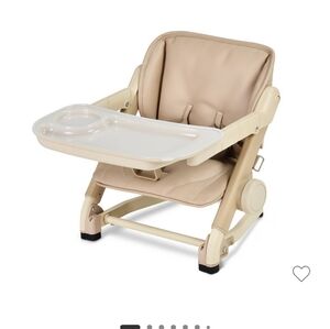 Beige Portable Booster Seat with Tray